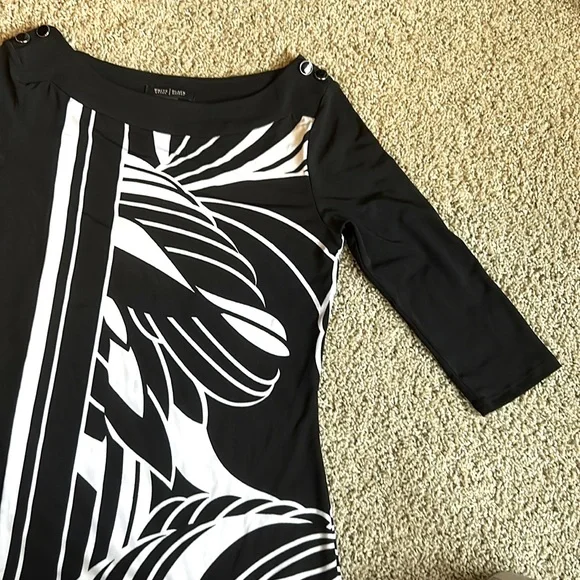 WHBM black & white 3/4 sleeve dress. Sz XS. Cute dress! - Picture 2 of 6